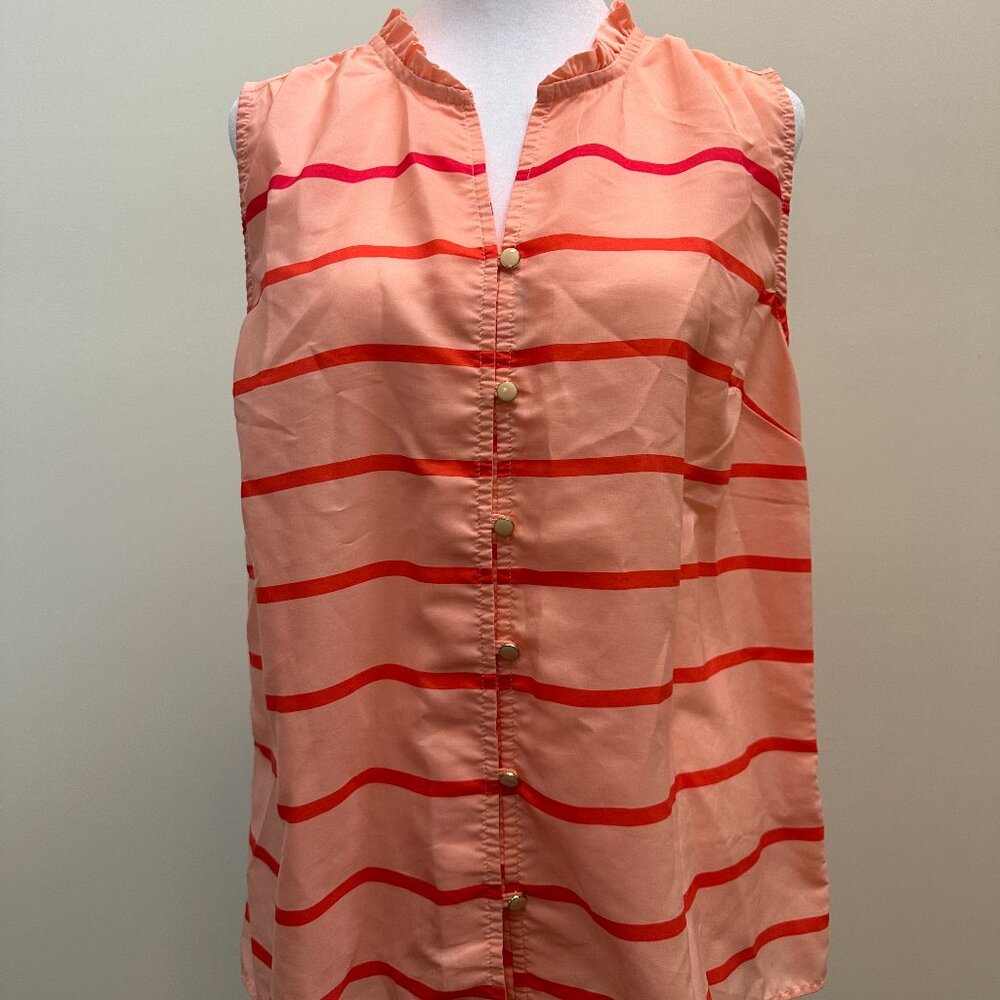Tommy Hilfiger Sleeveless Top, Ruffled Collar, Size M